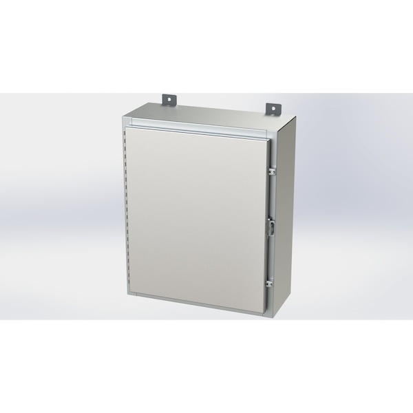 Padlockable Hasp Electrical Enclosures, 24 in H, 8 in D, 20 in W, NEMA 4X, 316 Stainless Steel
